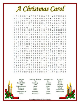 a christmas carol word search by kelli lovingfoss tpt