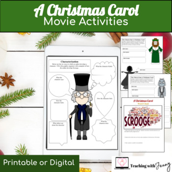 Preview of A Christmas Carol by Charles Dickens Movie Activities for Any Movie Version