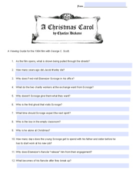 Preview of A Christmas Carol Bundle: viewing guide with a fillable PDF, Key, and more.