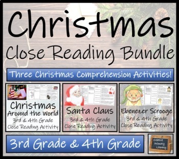 Preview of A Christmas Close Reading Comprehension Bundle | 3rd Grade & 4th Grade