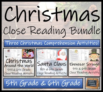 Preview of A Christmas Close Reading Comprehension Bundle | 5th Grade & 6th Grade