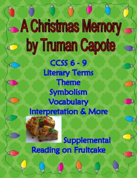 Preview of A Christmas Memory Capote CCSS Questions, Vocab, Personal Narrative Activity