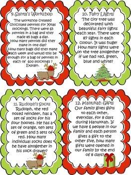 A Christmas Multiplication Word Problem Solving Task Cards Activity