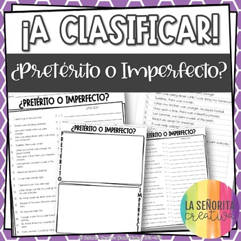 Preview of Preterite vs Imperfect Spanish Sorting Activity and Worksheets