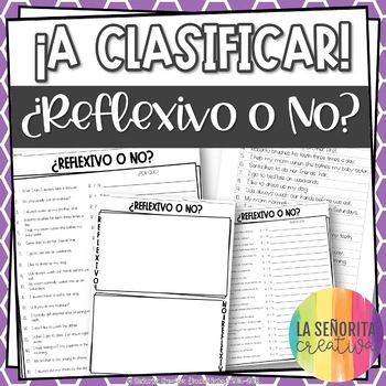 Preview of Reflexive Verbs Spanish Sorting Activity and Worksheets