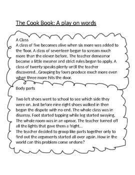 A Class by The Cook Book A Play on Words | Teachers Pay Teachers