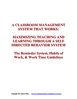 Preview of A Classroom Management System That Works: The Reminder System
