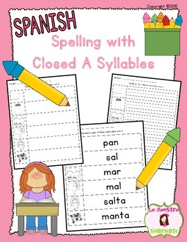 Spelling Writing Closed A Syllables Spanish