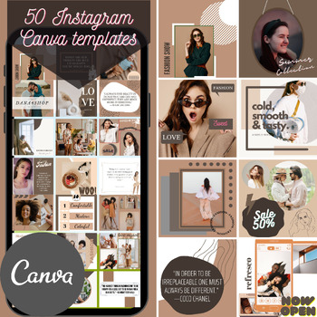 Preview of A Collection of 50 Instagram Post Templates for Canva