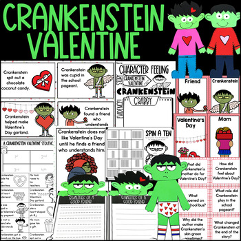 Preview of A Crankenstein Valentine Activities Book Companion Reading Comprehension Writing