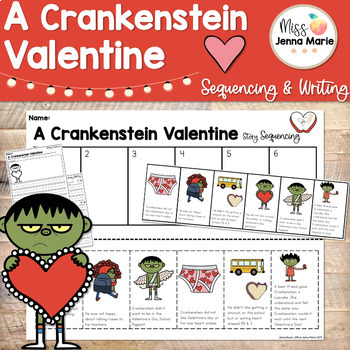 Preview of A Crankenstein Valentine Writing Activities Sequencing Comprehension No Prep