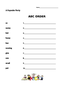 Preview of A Cupcake Party - Journeys 1st Grade- ABC Order