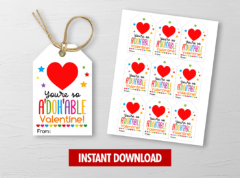 Preview of A-DOH-able Valentine's Day Card, Play Dough Gift Tags, School Exchange Ideas