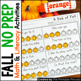 Fall Worksheets for Kindergarten Math and Literacy