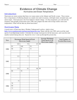 Preview of A Data Analysis Activity of Hurricanes and Climate
