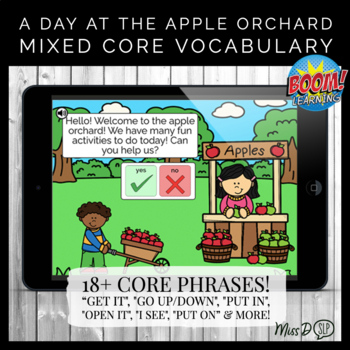 Preview of A Day at the Apple Orchard: Mixed Core Vocabulary BOOM CARDS™