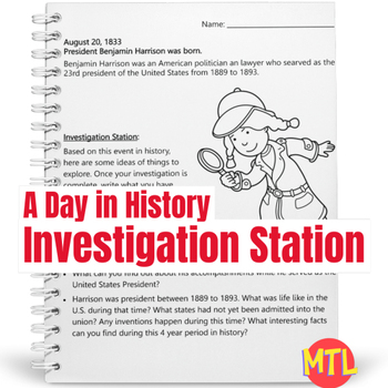 Preview of A Day in History Investigation Station | August 20 – President Benjamin Harrison