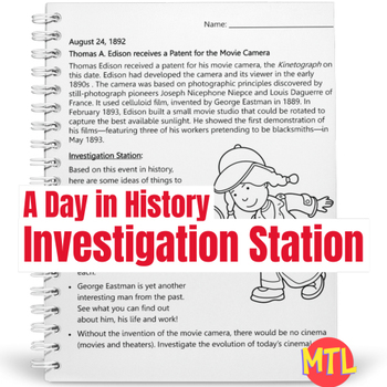 Preview of A Day in History Investigation Station | August 24 -  Edison - Movie Camera