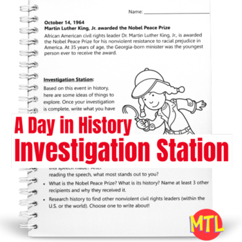 Preview of A Day in History – Investigation Station | October 14 Martin Luther King Jr