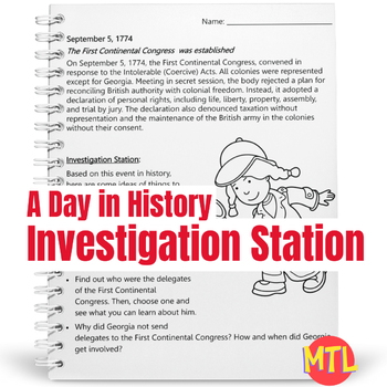 Preview of A Day in History Investigation Station | September 5 First Continental Congress