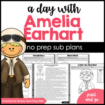 Preview of A Day with Amelia Earhart | No Prep Sub Plans