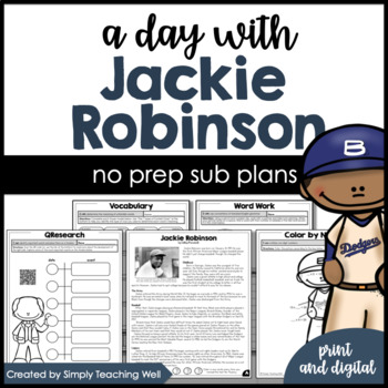 Preview of A Day with Jackie Robinson | No Prep Sub Plans | Digital and Print