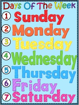 A+ Days Of The Week Posters English and Spanish by Regina Davis