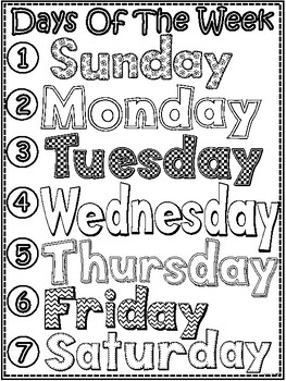 A+ Days Of The Week Posters English and Spanish by Regina Davis
