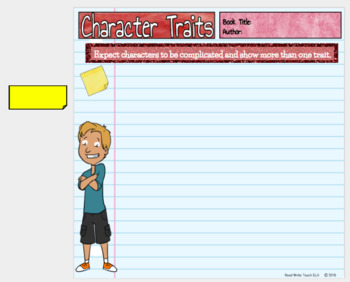 Preview of A Deep Study of Character: Digital Interactive FREE Character Trait Slide