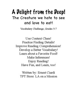 Preview of A Delight from the Deep! Vocabulary Challenge for Grades 5-7