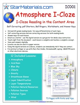Preview of A Differentiated I-Cloze for iPads or Paper - 72 Page Atmosphere Pack BUNDLE