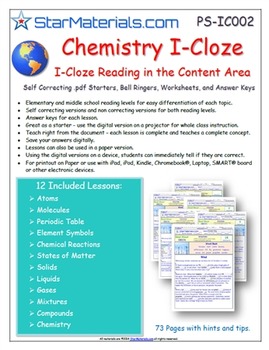 Preview of A Differentiated I-Cloze for iPads or Paper - 72 Page Chemistry Pack BUNDLE