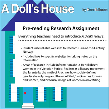 Preview of A Doll's House by Ibsen: Mini-Background Research Project