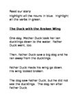 A Duck With a Broken Wing Story Activities