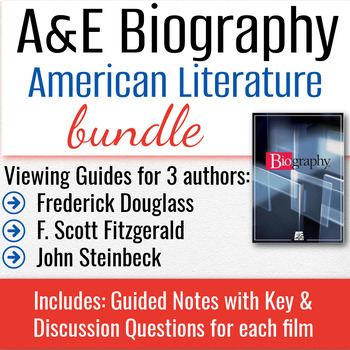 Preview of A&E Biography Viewing Guides Bundle - Steinbeck, Douglass, Fitzgerald