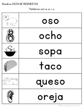 Spelling: Writing O Syllables (Spanish) by La Maestra Sonriente | TPT