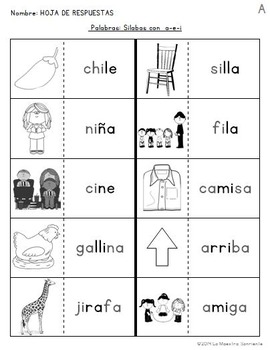 Read and Paste: Decoding I Syllables (Spanish) by La Maestra Sonriente