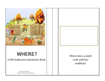 Preview of A FREE WH Questions Mini Adapted Book Halloween Edition - WHERE?