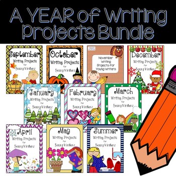 Preview of A FULL YEAR of Writing Projects for Young Writers BUNDLED