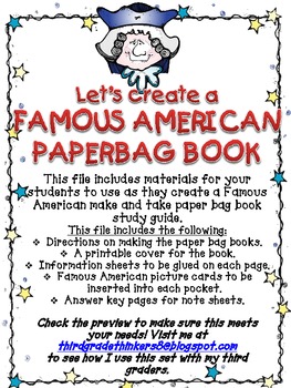 Preview of A Famous American Make and Take Paper Bag Book Study Guide