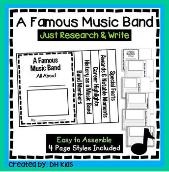 Preview of A Famous Music Band, Flip Book Report, Music Report & Writing Project