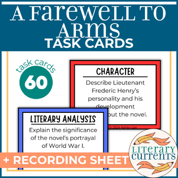 Preview of A Farewell to Arms | Hemingway | Analysis Task Cards | AP Lit HS ELA