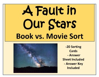 Preview of A Fault in Our Stars Book vs. Movie Sort