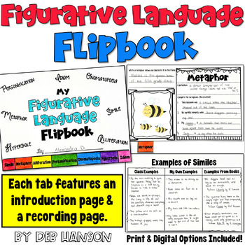 Figurative Language Flipbook in Print and Digital Easel