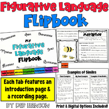 Preview of Figurative Language Flipbook in Print and Digital Easel