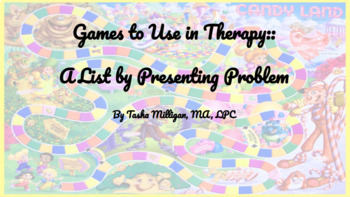 Preview of A Free List of Counseling 100+ Games by Presenting Problem / Category