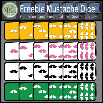 Preview of A Freebie Mustache Dice Clipart Pack {Messare Clips & Design}