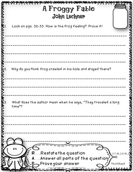 A Froggy Fable Close Reading 2nd Grade Reading Street Unit 4 Story 1