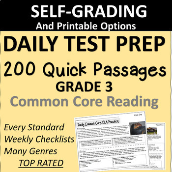 Preview of Full School Year Practice(Common Core Reading) Grade 3: IAR, SBAC, STAAR, MAP