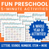 A Full Year of 5 MINUTE Preschool Choice Boards!